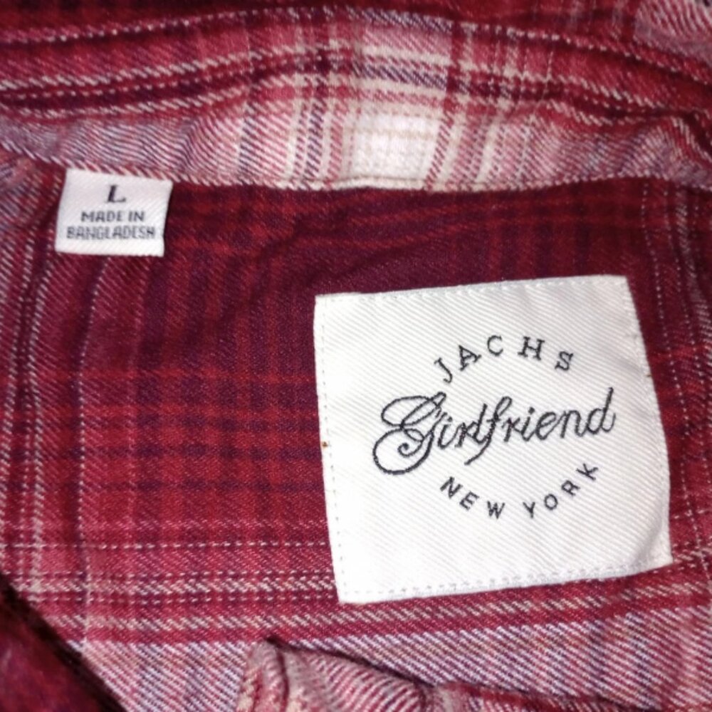 NWOT Jachs Girlfriend Red Plaid Flannel Button‑Up Shirt Womens Large Long Sleeve - Picture 4 of 10